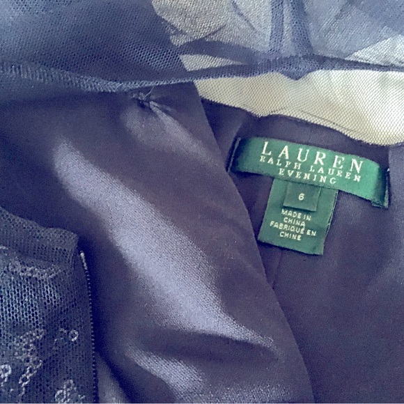 Evening cocktail sequin dress, navy with mesh shoulders - Picture 3 of 5